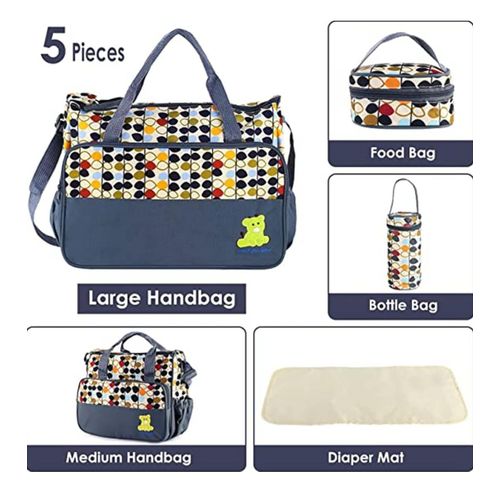 5 Pcs Multifunctional Set Baby Changing Diaper Nappy Bag, Maternity Mummy Handbag, Portable Nappy Basket Storage Organiser, Maternity Baby Bag For Boys And Girls
