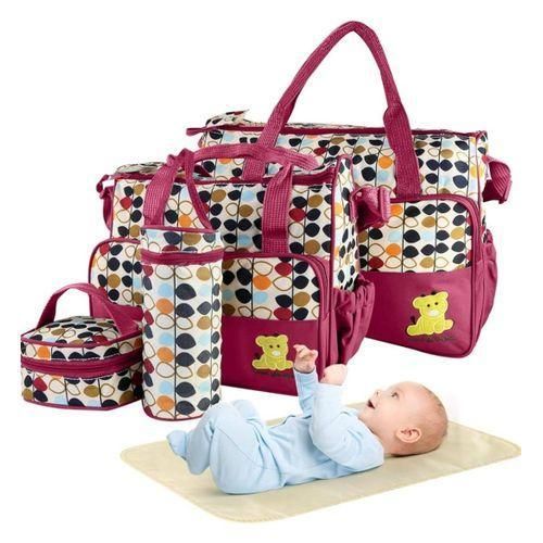 5 Pcs Multifunctional Set Baby Changing Diaper Nappy Bag, Maternity Mummy Handbag, Portable Nappy Basket Storage Organiser, Maternity Baby Bag For Boys And Girls