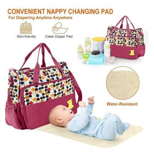 5 Pcs Multifunctional Set Baby Changing Diaper Nappy Bag, Maternity Mummy Handbag, Portable Nappy Basket Storage Organiser, Maternity Baby Bag For Boys And Girls