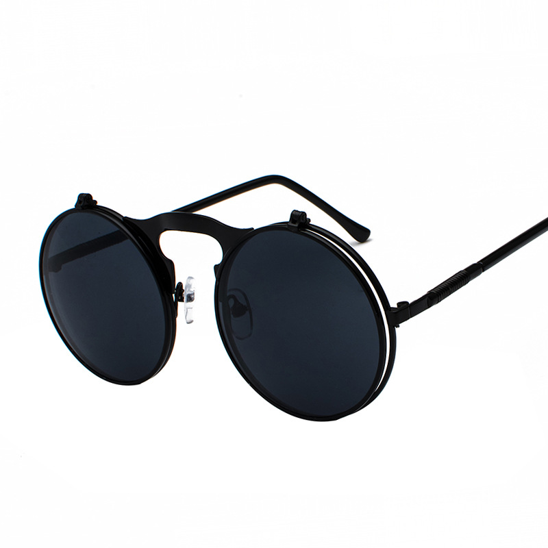 Retro Metal Steampunk Flip Sunglasses Flip Sunglasses Men'S And Women'S Trendy Round Frame Prince'S Glasses