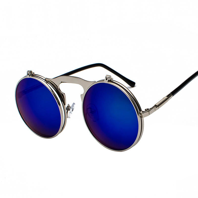 Retro Metal Steampunk Flip Sunglasses Flip Sunglasses Men'S And Women'S Trendy Round Frame Prince'S Glasses