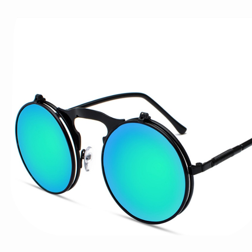 Retro Metal Steampunk Flip Sunglasses Flip Sunglasses Men'S And Women'S Trendy Round Frame Prince'S Glasses