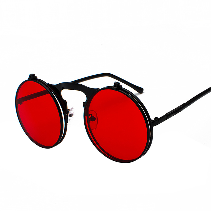 Retro Metal Steampunk Flip Sunglasses Flip Sunglasses Men'S And Women'S Trendy Round Frame Prince'S Glasses