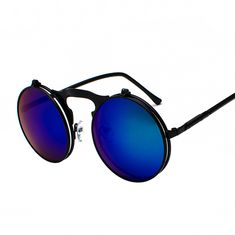 Retro Metal Steampunk Flip Sunglasses Flip Sunglasses Men'S And Women'S Trendy Round Frame Prince'S Glasses