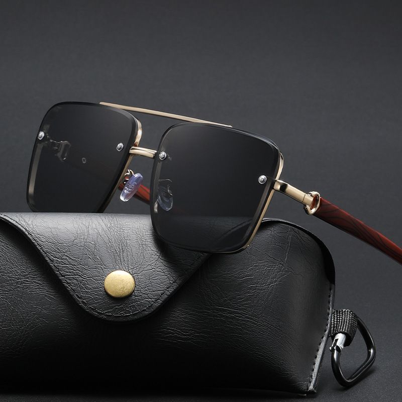 Double Beam Square Sunglasses European And American Personality Simple Half Frame Pilot Fashion Sunglasses Men And Women