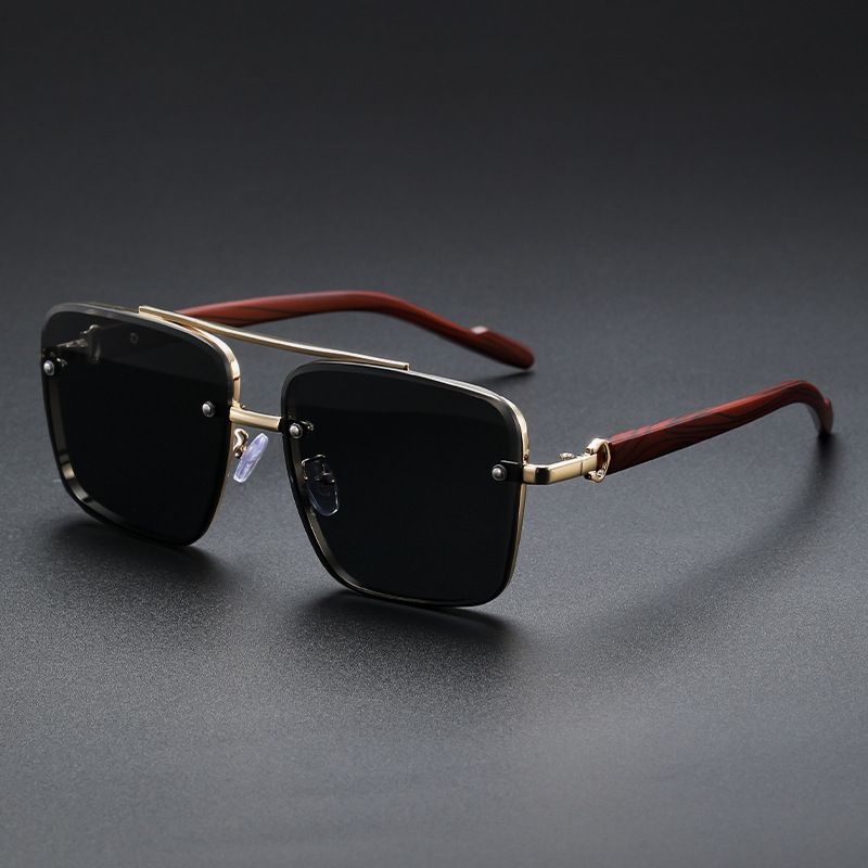 Double Beam Square Sunglasses European And American Personality Simple Half Frame Pilot Fashion Sunglasses Men And Women