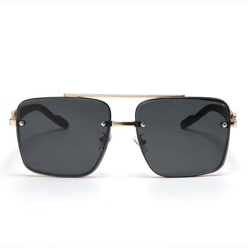 Double Beam Square Sunglasses European And American Personality Simple Half Frame Pilot Fashion Sunglasses Men And Women