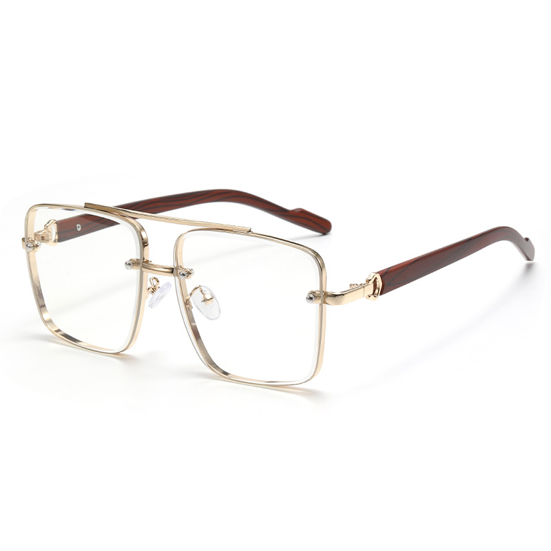 Double Beam Square Sunglasses European And American Personality Simple Half Frame Pilot Fashion Sunglasses Men And Women