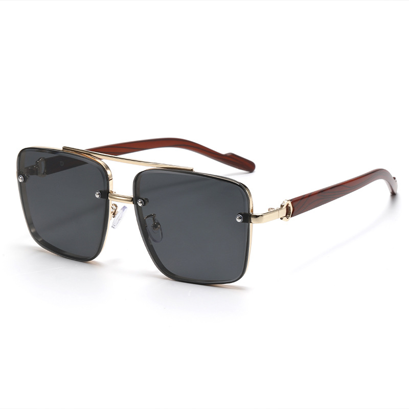 Double Beam Square Sunglasses European And American Personality Simple Half Frame Pilot Fashion Sunglasses Men And Women