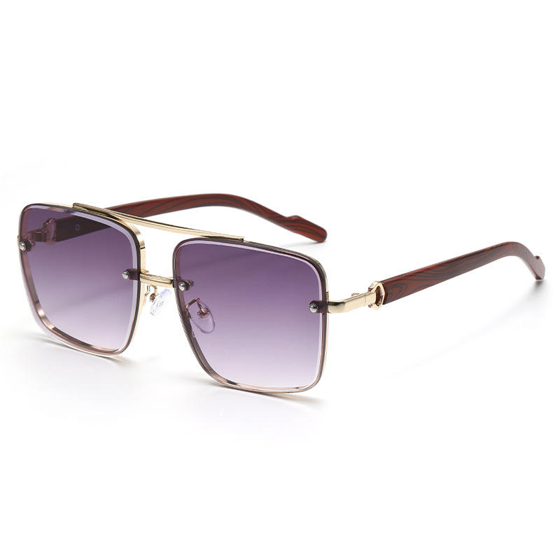 Double Beam Square Sunglasses European And American Personality Simple Half Frame Pilot Fashion Sunglasses Men And Women