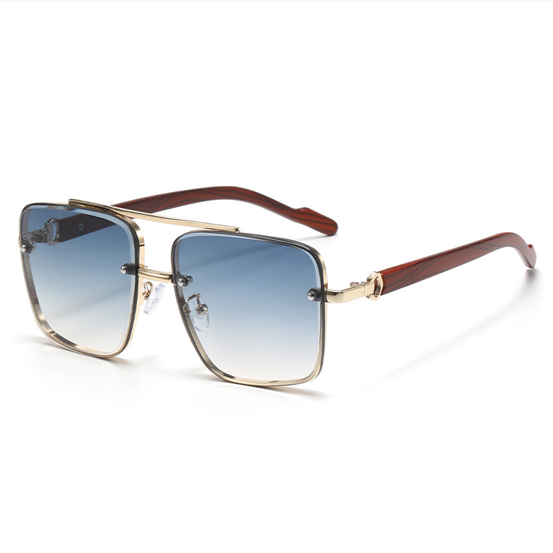 Double Beam Square Sunglasses European And American Personality Simple Half Frame Pilot Fashion Sunglasses Men And Women