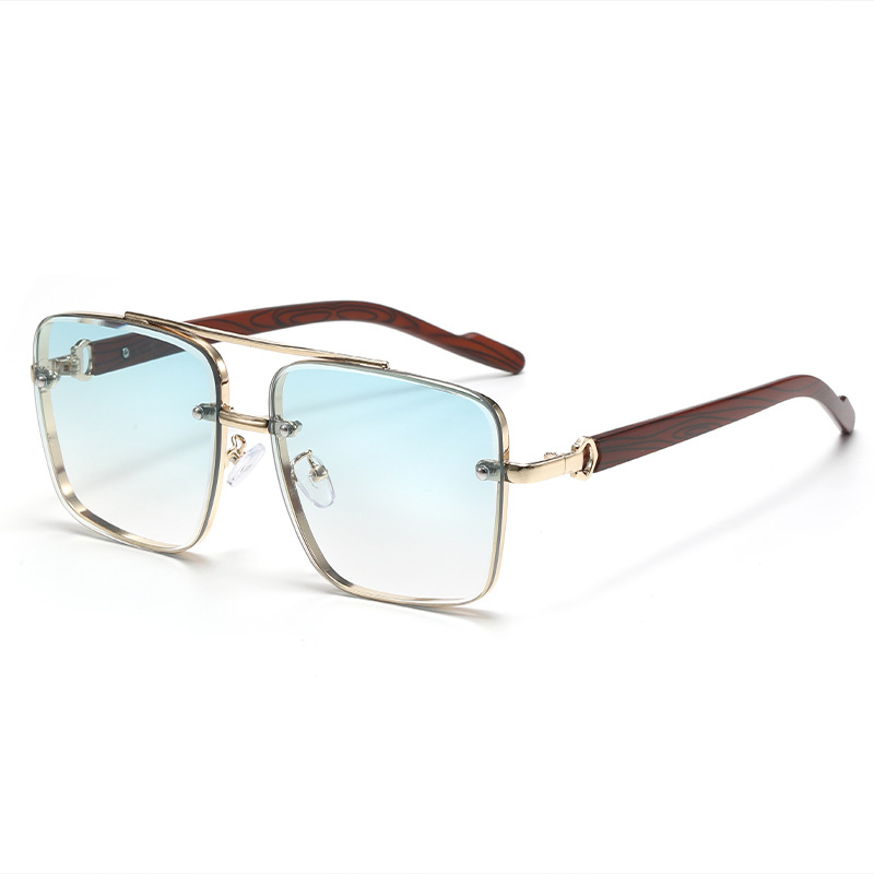 Double Beam Square Sunglasses European And American Personality Simple Half Frame Pilot Fashion Sunglasses Men And Women