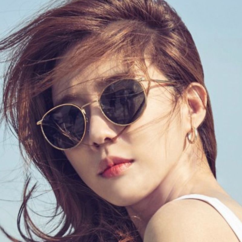Korean Version Of Simple Metal Sunglasses Fashion Lightweight Round Sunglasses Internet Celebrity Cool Street Style Glasses Women