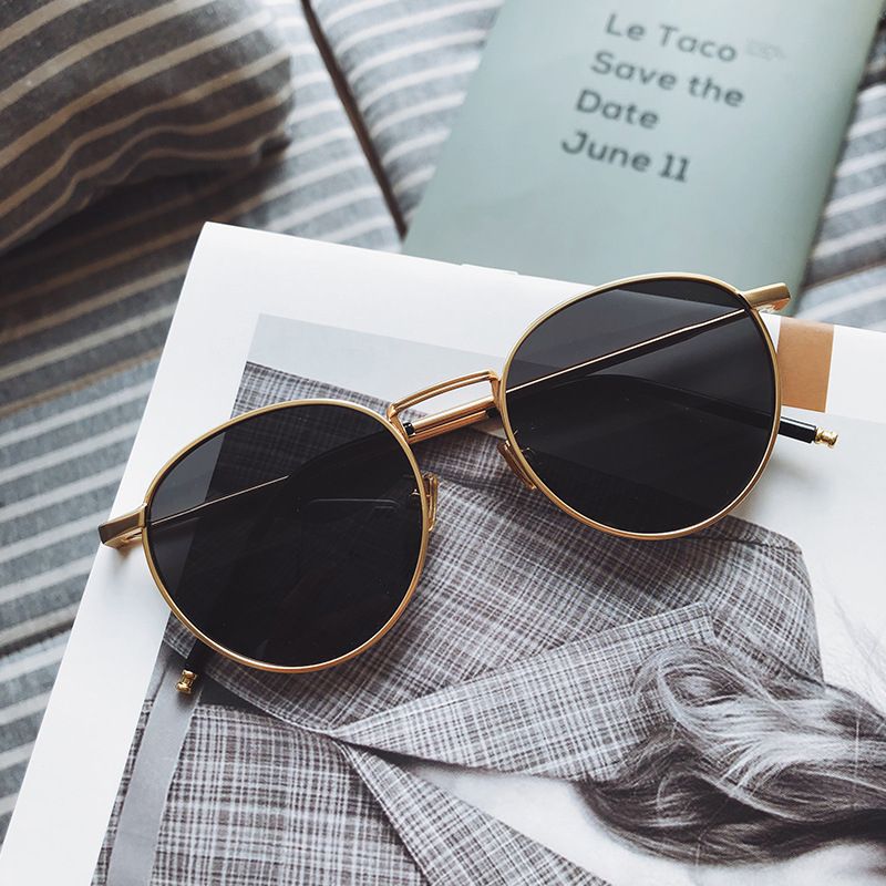 Korean Version Of Simple Metal Sunglasses Fashion Lightweight Round Sunglasses Internet Celebrity Cool Street Style Glasses Women
