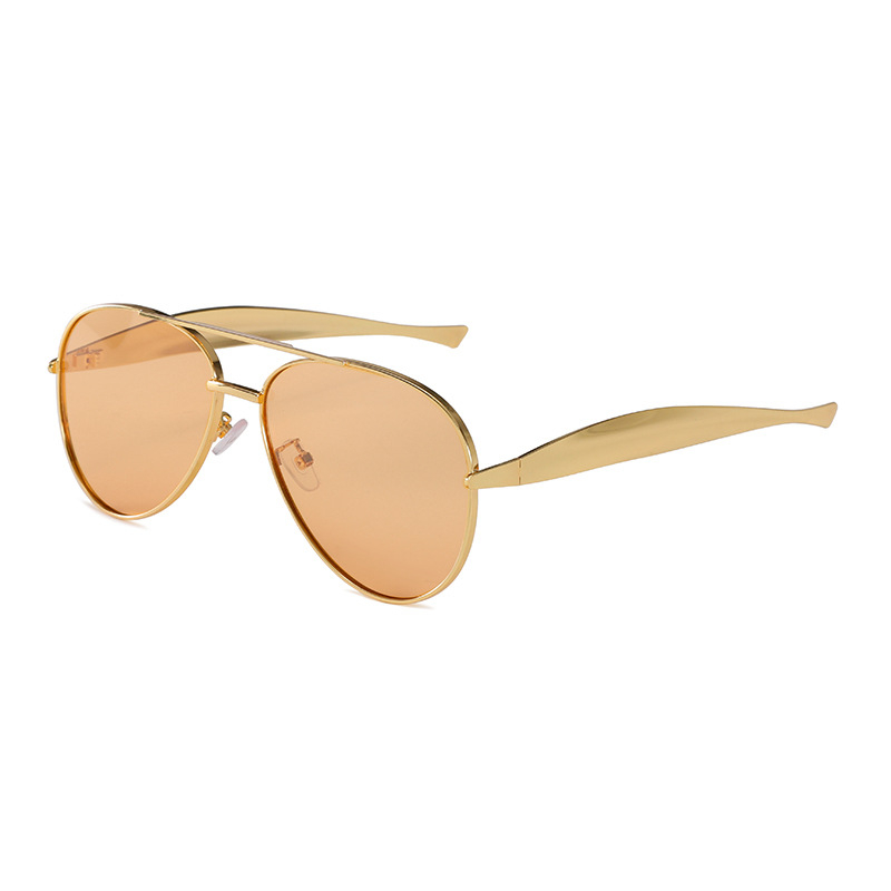 2025 New Toad Glasses Women'S Pilot Large Frame Sunglasses Metal Frame Advanced Sense Retro Personalized Sunglasses Men