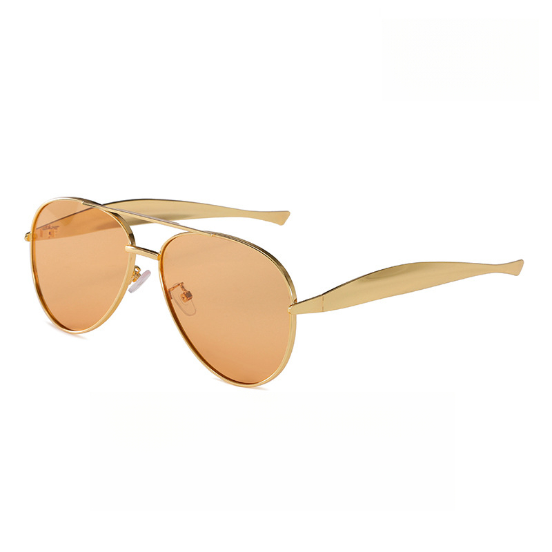 2025 New Toad Glasses Women'S Pilot Large Frame Sunglasses Metal Frame Advanced Sense Retro Personalized Sunglasses Men