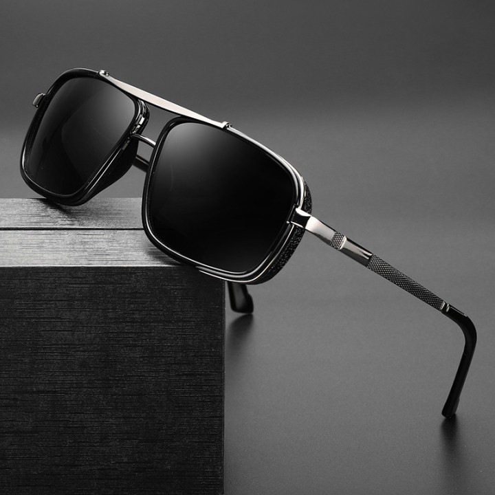 New Harley Sunglasses Fashion Driving Glasses Retro Thickened Edge Double Beam Metal Punk Men'S Sunglasses