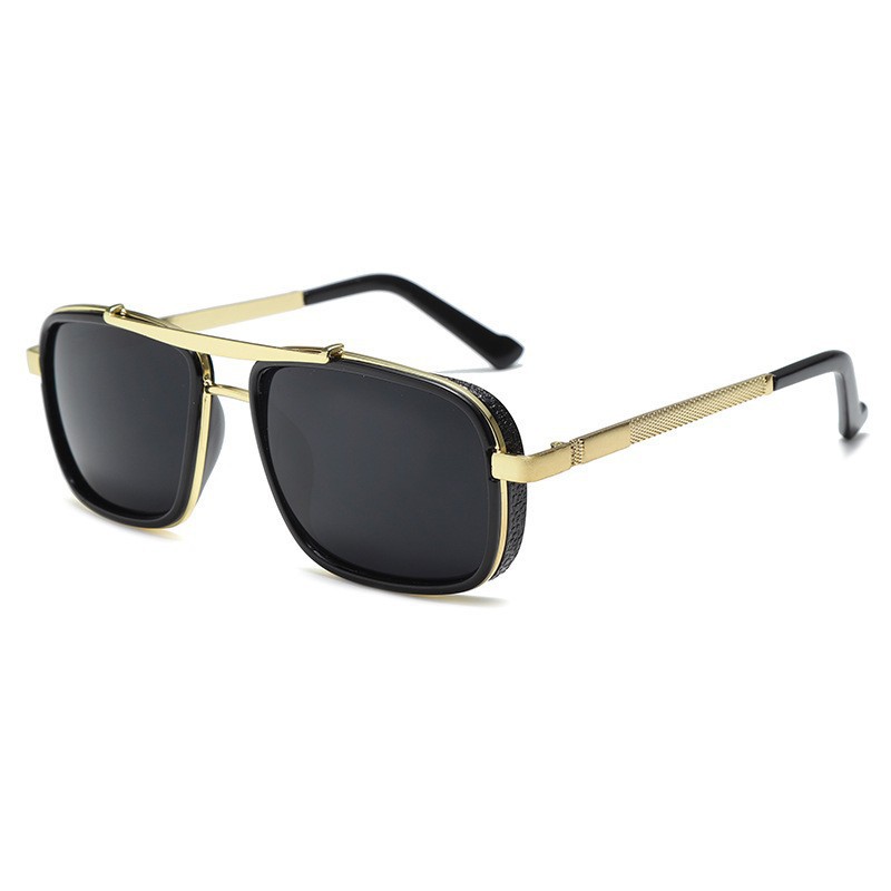 New Harley Sunglasses Fashion Driving Glasses Retro Thickened Edge Double Beam Metal Punk Men'S Sunglasses