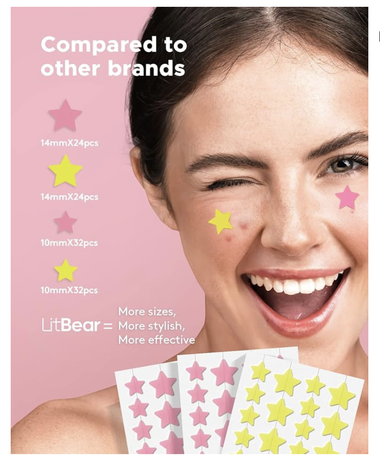 Star Pimple Patches for Face w/Hydrocolloid, Salicylic Acid & Tea Tree | 40 Patches | Hydrocolloid Acne Patches, Cute Star Pimple Patches for Healing Stickers Zit Patch Superstar