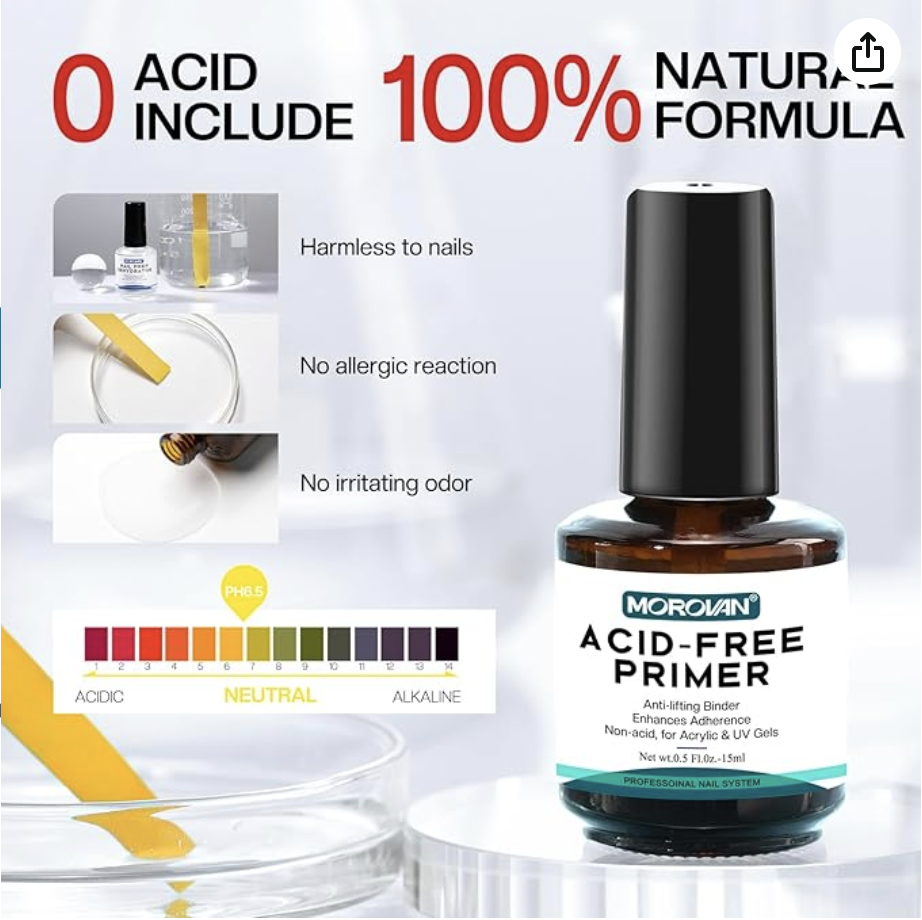 Professional Natural Nail Prep Dehydrate and Acid-Free Primer, Dehydrator for Acrylic and Gel Nail Polish, Non Acid Primer for UV Gels Fast Dry Superior Bonding Agent Gift Box Set