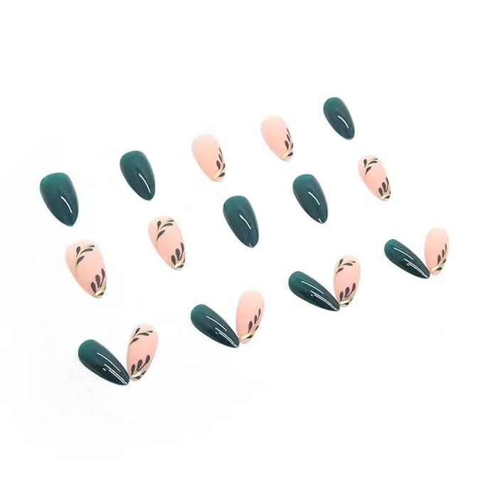 Press on Nails Short Fake Nails French Tips Full Cover Short False Nails with Designs 24 Pcs Stick on Nails for Women and Girls
