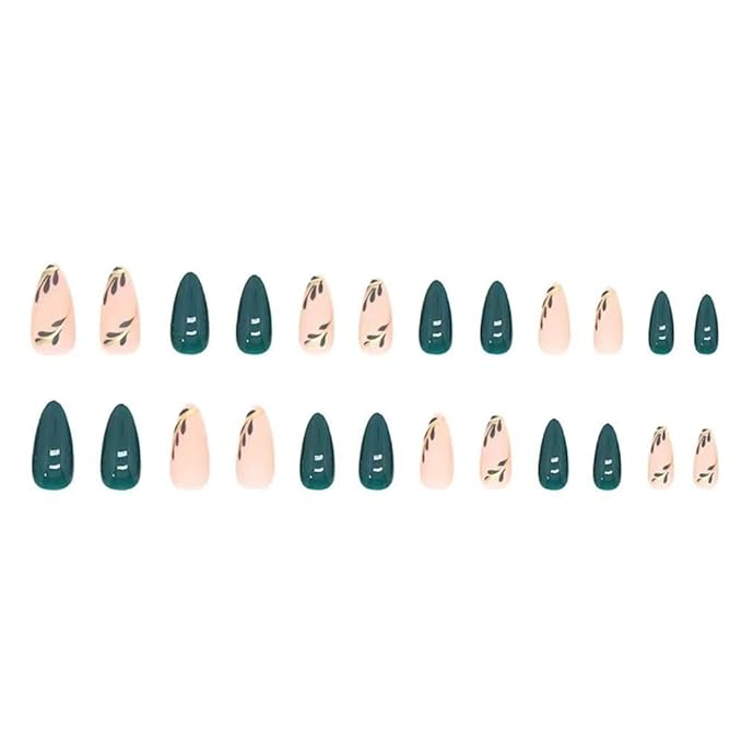 Press on Nails Short Fake Nails French Tips Full Cover Short False Nails with Designs 24 Pcs Stick on Nails for Women and Girls
