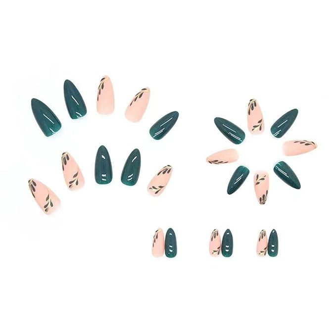 Press on Nails Short Fake Nails French Tips Full Cover Short False Nails with Designs 24 Pcs Stick on Nails for Women and Girls