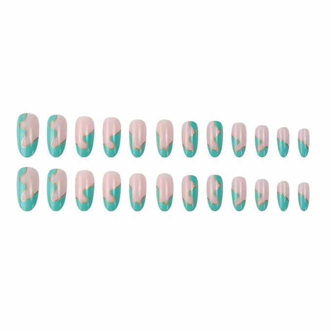 Press on Nails Short Fake Nails French Tips Full Cover Short False Nails with Designs 24 Pcs Stick on Nails for Women and Girls