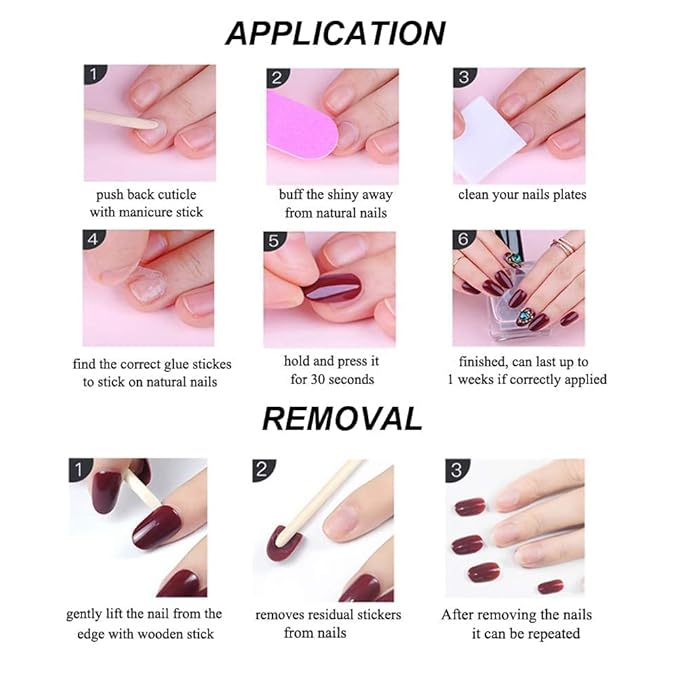 Press on Nails Short Fake Nails French Tips Full Cover Short False Nails with Designs 24 Pcs Stick on Nails for Women and Girls