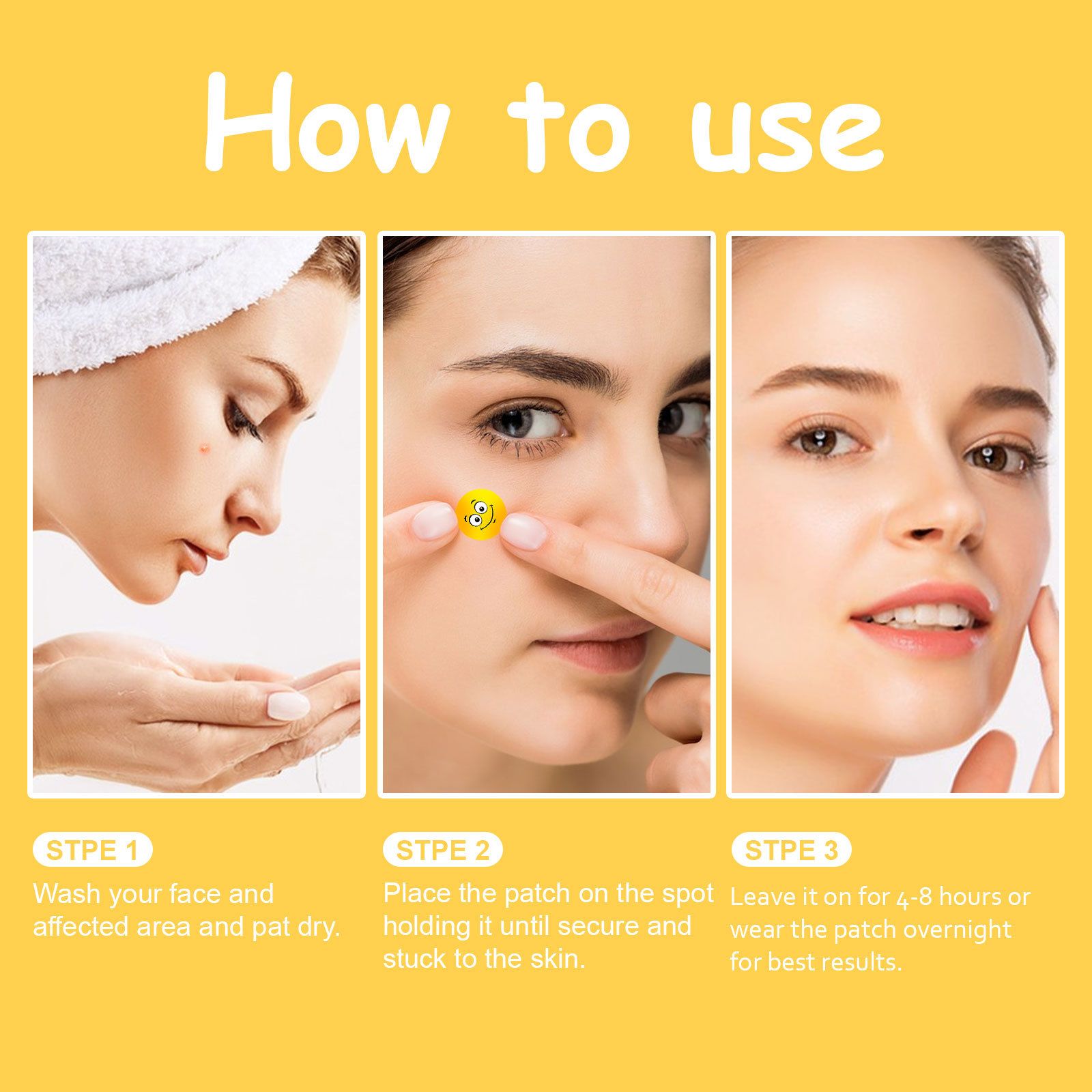 Pimple Patches for Face Day and Night Acne Patches emoji faces 30Patches Cute Spot Stickers with Tea Tree & Centella Oil, Strong Adhesion Zit Covers | 196 C