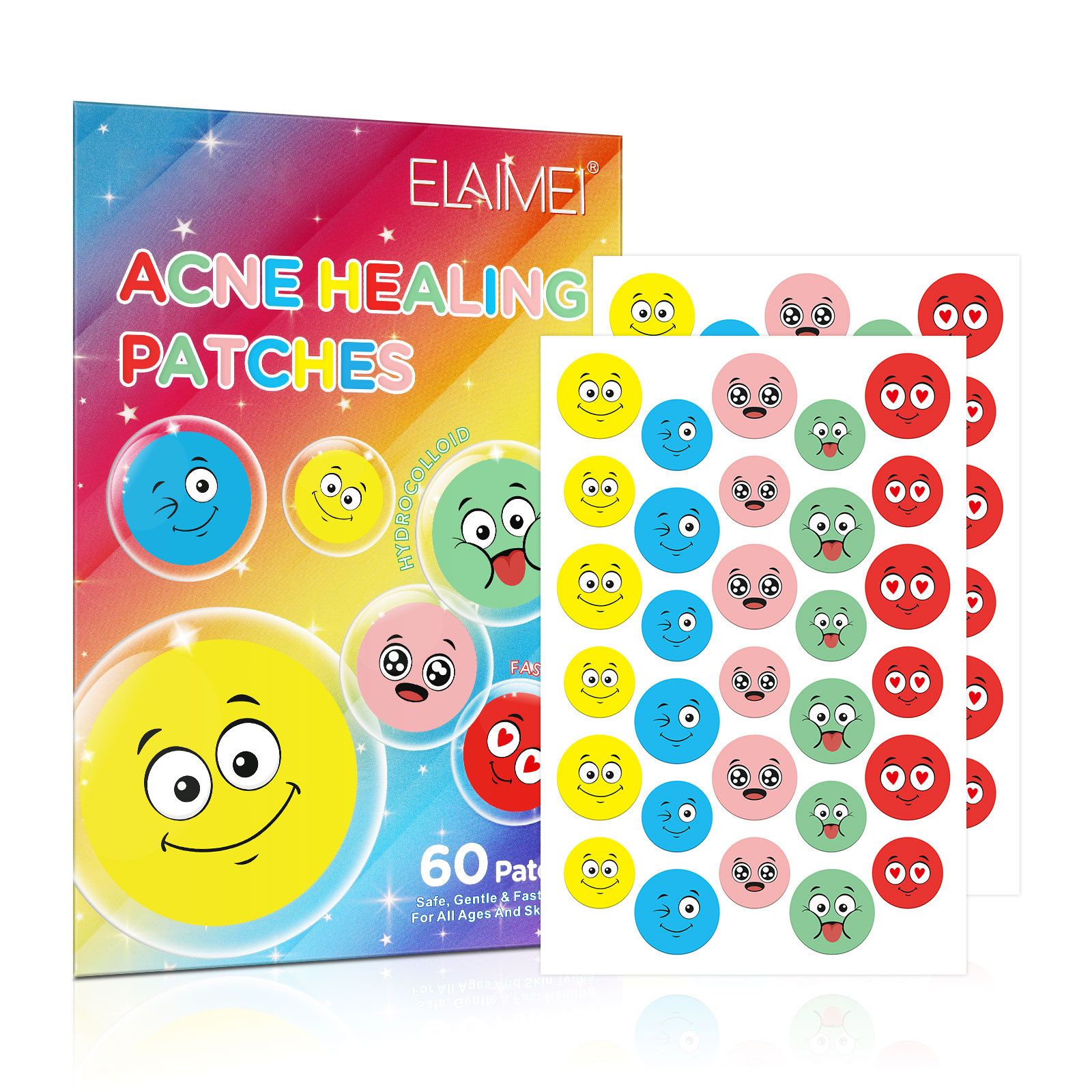 Pimple Patches for Face Day and Night Acne Patches emoji faces 30Patches Cute Spot Stickers with Tea Tree & Centella Oil, Strong Adhesion Zit Covers | 196 C