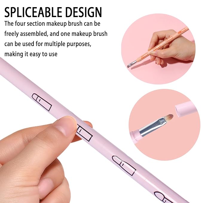 4 in 1 Makeup Brush Set, Portable Travel Size MakeUp Brushes Detachable Eyeshadow Brush Eyebrow Brush Screw Brush Lip Brush, Exquisite Multi-function Makeup Brushes Funny Combination (black)