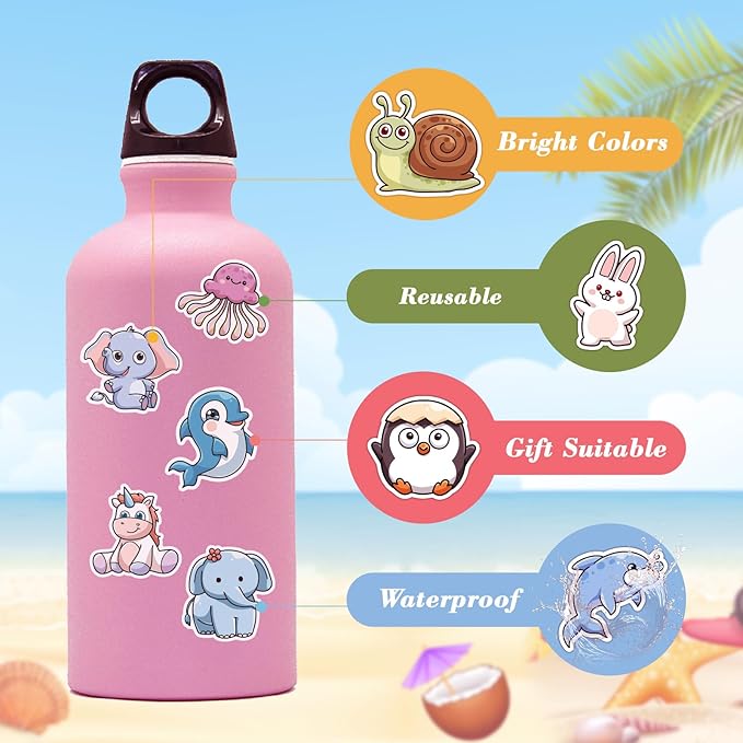 Cute Water Bottle Stickers for Kids 50 PCS Gudetama Stickers Vinyl Waterproof Stickers for Laptop Skateboard Phone Computer Hydroflask Cute Kawaii Animal Sticker Pack for Kids Teens Girls