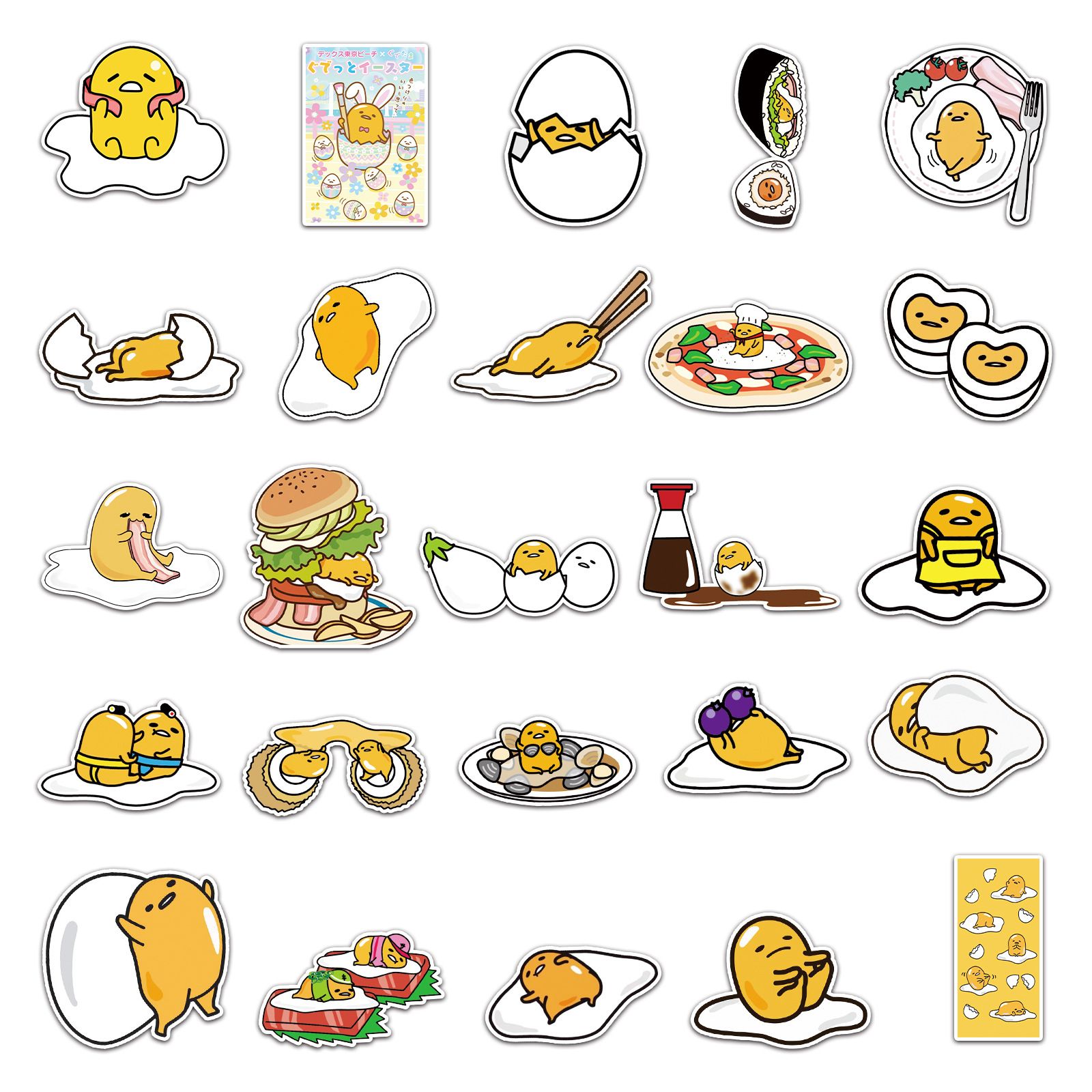 Gudetama Stickers for Kids 50 PCS Cute Water Bottle Stickers Vinyl Waterproof Stickers for Laptop Skateboard Phone Computer Hydroflask Cute Kawaii Animal Sticker Pack for Kids Teens Girls