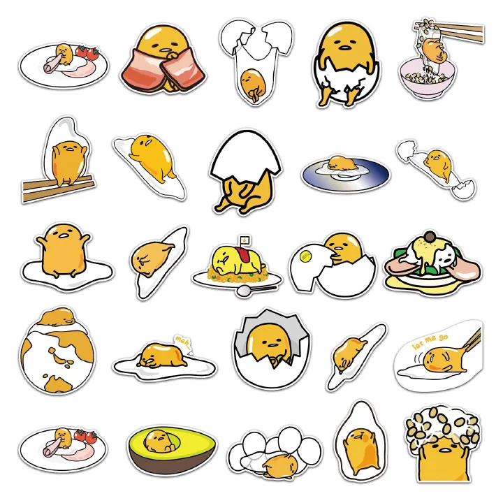 Gudetama Stickers for Kids 50 PCS Cute Water Bottle Stickers Vinyl Waterproof Stickers for Laptop Skateboard Phone Computer Hydroflask Cute Kawaii Animal Sticker Pack for Kids Teens Girls