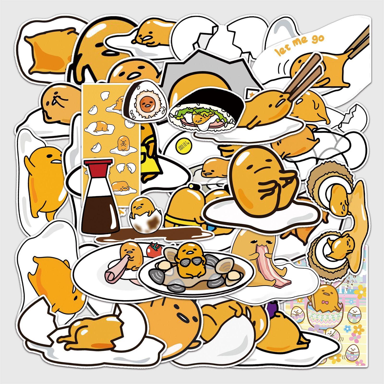 Cute Water Bottle Stickers for Kids 50 PCS Gudetama Stickers Vinyl Waterproof Stickers for Laptop Skateboard Phone Computer Hydroflask Cute Kawaii Animal Sticker Pack for Kids Teens Girls