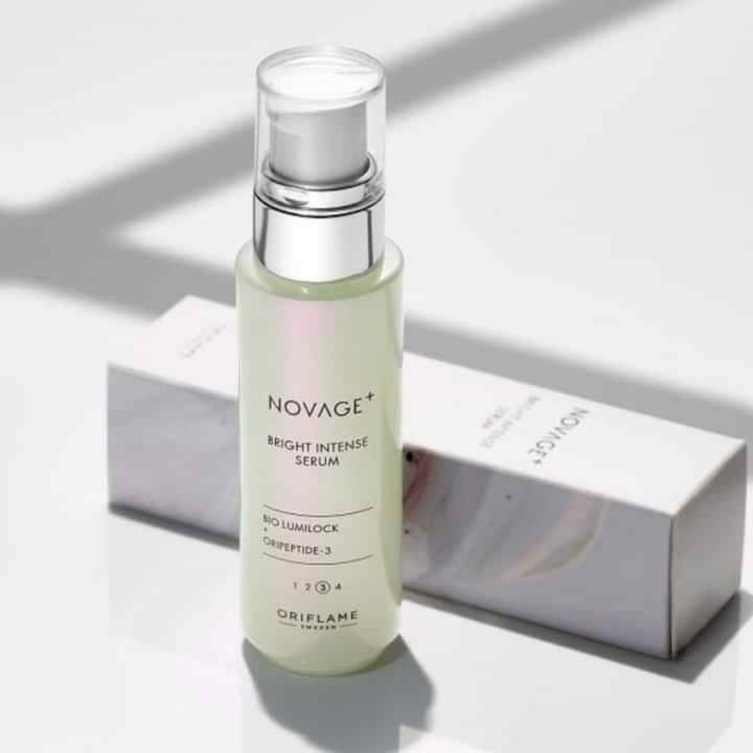 ORIFLAME NOVAGE BRIGHT INTENSE ROUTINE(FORMERLY KNOWN AS BRIGHT INTENSE)SET THAT CONTAINS SUPREME CLEANSER,DAY CREAM WITH 15SPF,NIGHT CREAM,SERUM AND EYE CREAM FOR A BETTER RESULTS.