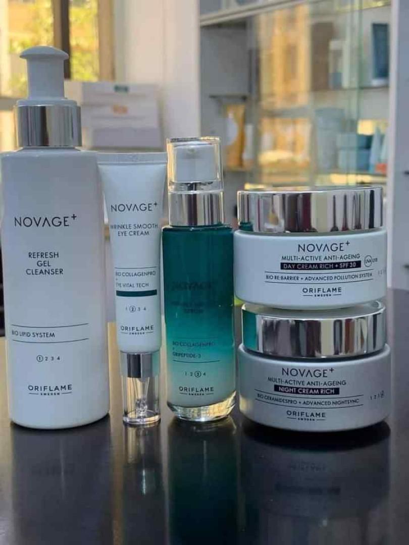 NOVAGE ORIFLAME WRINKLE SMOOTH ROUTINE (FORMERLY ECOLLAGEN)SET REDUCING WRINKLES AND IMPROVE THE FIRMNESS OF THE SKIN CAUSING THE FACE TO BE FLOWLESS WITH YOUNGER LOOKING SKIN.