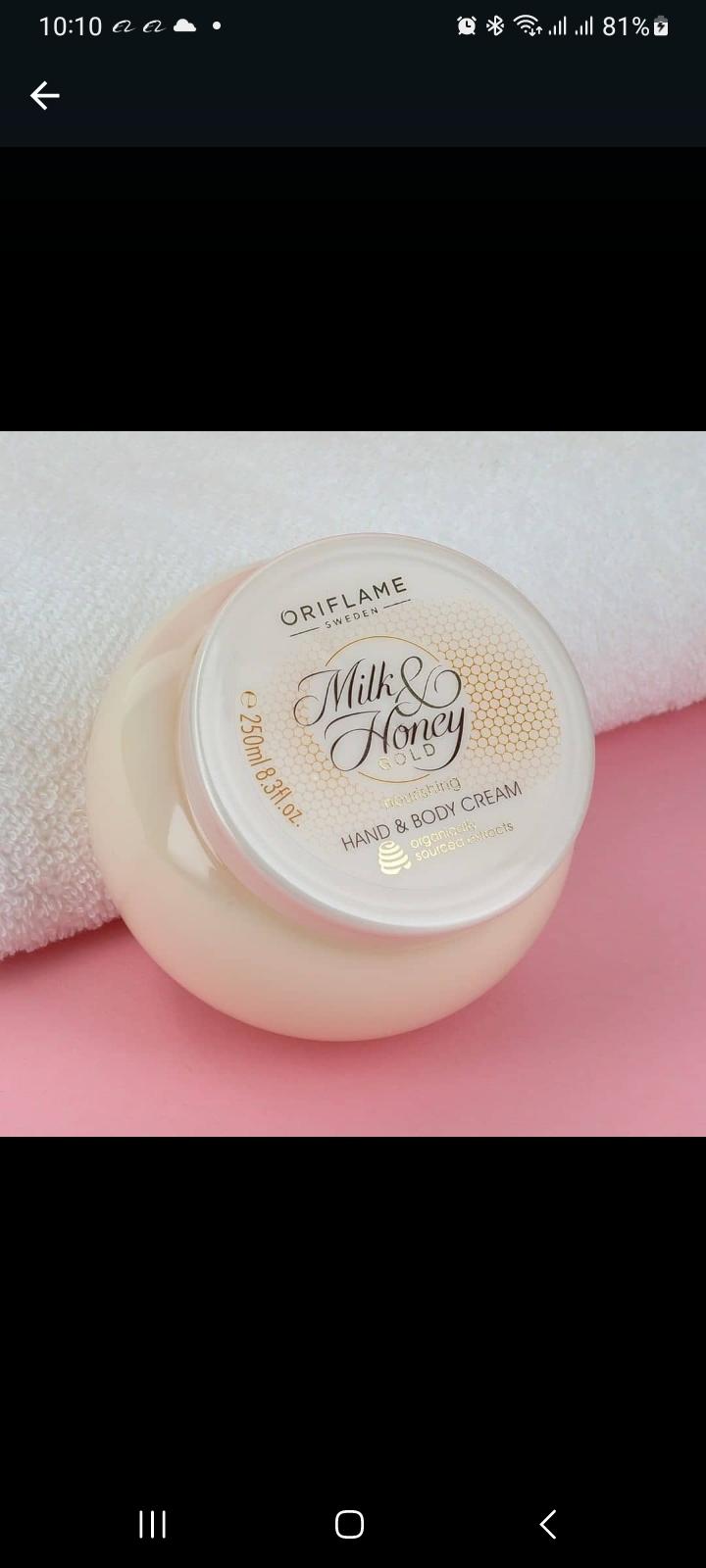 ORIFLAME MILK AND HONEY GOLD NOURISHING HAND AND BODY CREAM FOR A SMOOTH,HEALTHY, AND SOFT SKIN