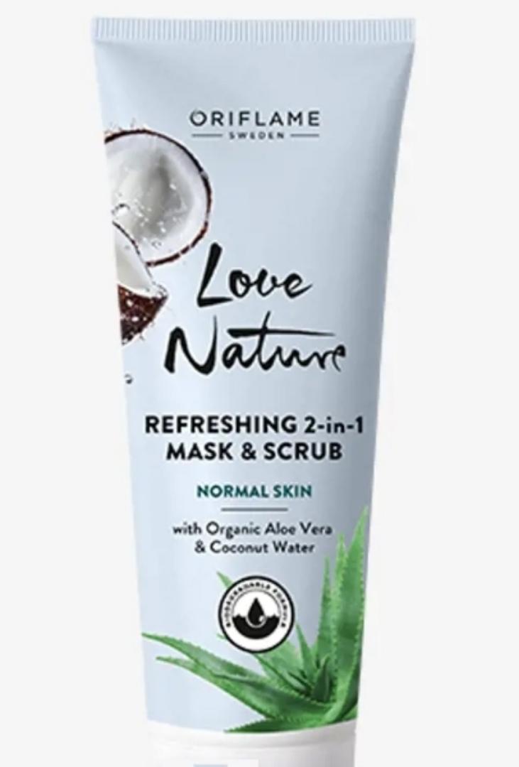Oriflame Love Nature Refreshing Skin set that contain Cleanser,Toner,2 in 1 mask and day cream for a Normal skin for any age.Ingredients are aloe Vera and coconut water for a good looking younger skin