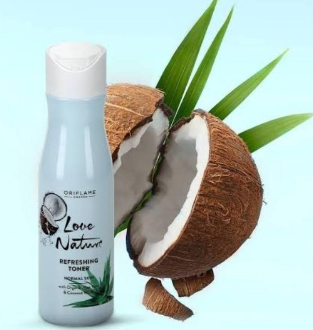 Oriflame Love Nature Refreshing Skin set that contain Cleanser,Toner,2 in 1 mask and day cream for a Normal skin for any age.Ingredients are aloe Vera and coconut water for a good looking younger skin