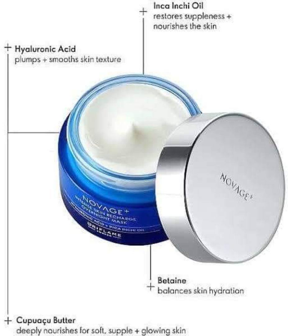 ORIFLAME NOVAGE INTENSE SKIN RECHARGE OVERNIGHT MASK FOR 8HOURS BEAUTY SLEEP IN A NIGHT THAT WILL RESTORE YOUR SKIN TEXTURE TO KEEP IT YOUTHFUL AND FLOWLESS