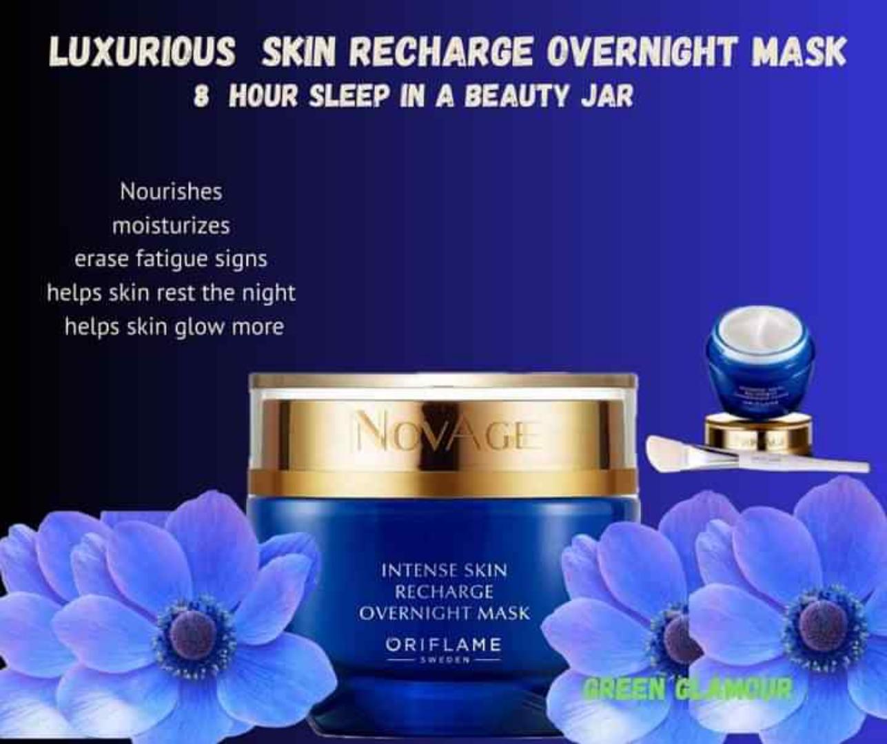 ORIFLAME NOVAGE INTENSE SKIN RECHARGE OVERNIGHT MASK FOR 8HOURS BEAUTY SLEEP IN A NIGHT THAT WILL RESTORE YOUR SKIN TEXTURE TO KEEP IT YOUTHFUL AND FLOWLESS