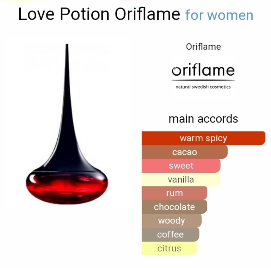 ORIFLAME LOVE POTION PERFUME FOR WOMEN WITH FIVE MAIN ACCORDS THAT MAKES IT SO OUTSTANDING FOR A GREAT ALL DAY LONG SCRNT OF THE DAY.