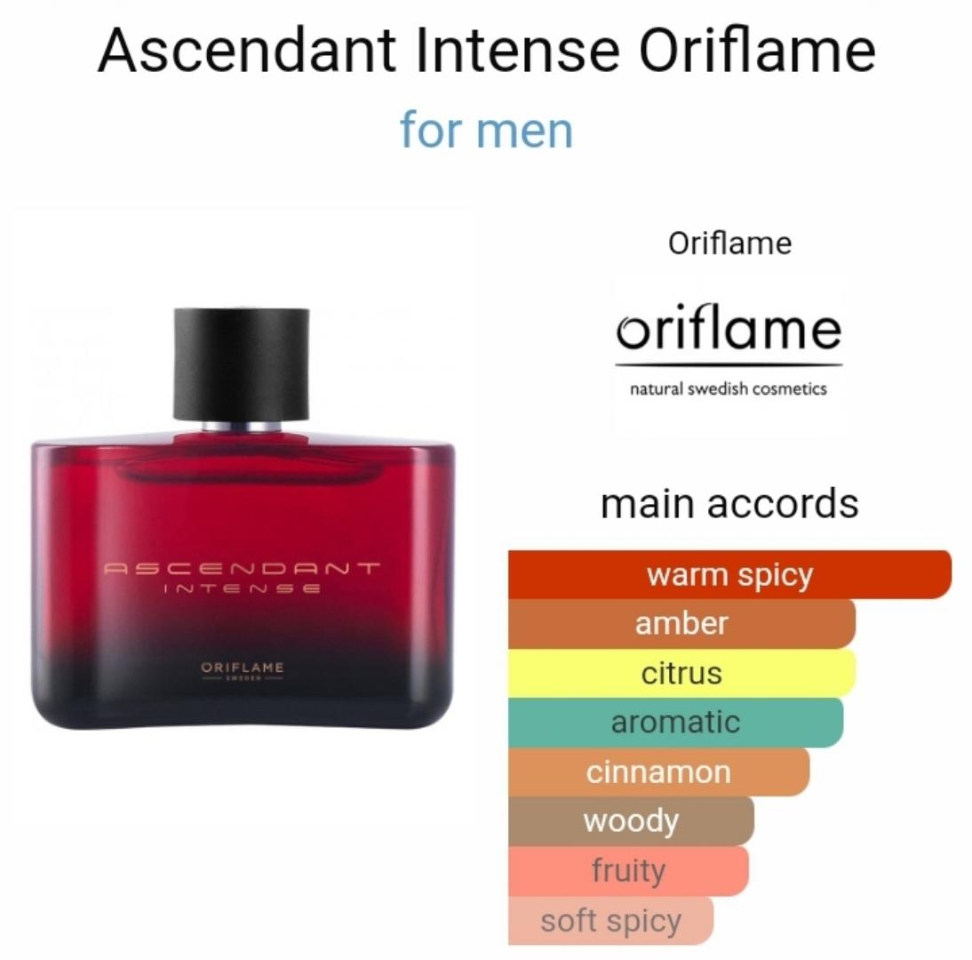 ORIFLAME ASCENDANT INTENSE FOR HIM PERFUME. Give your masculine physical strength an intense boost with this stimulating and powerful new Eau de Parfum for men.