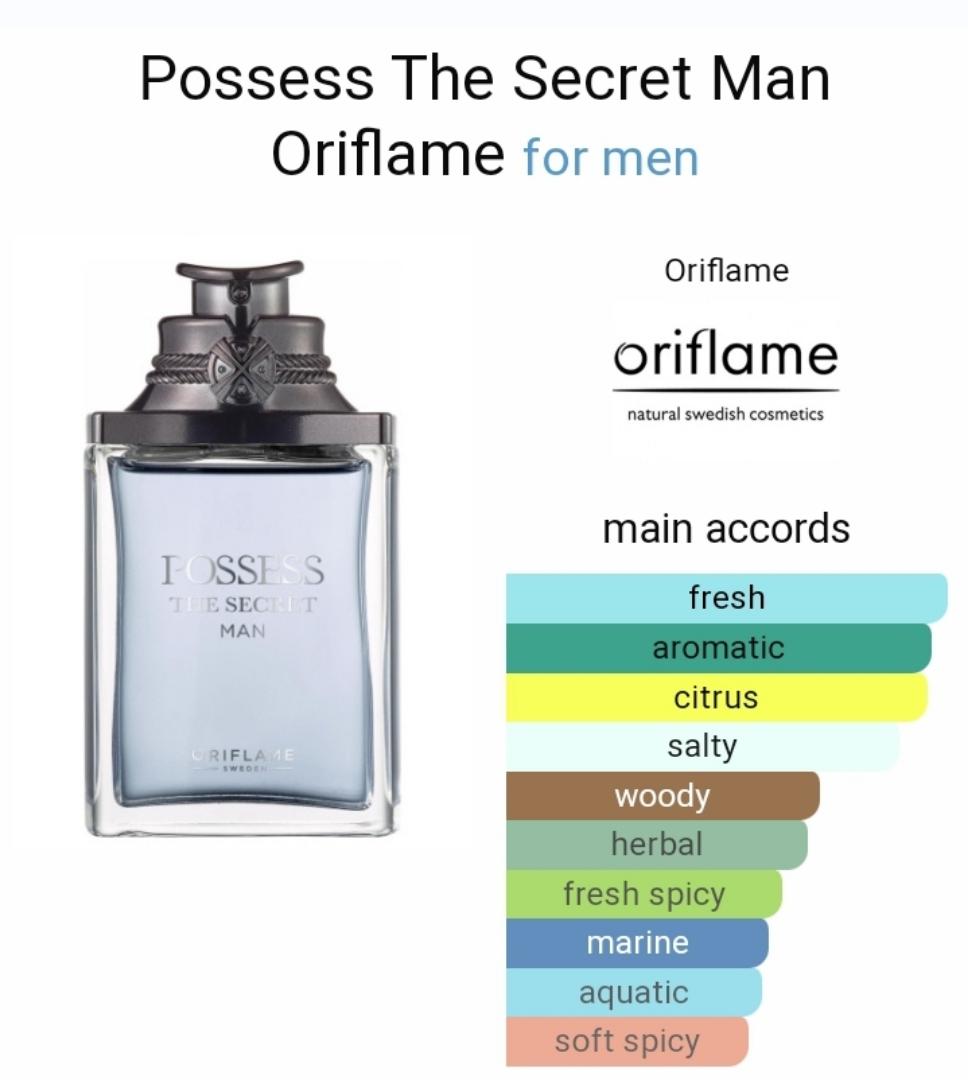 ORIFLAME POSSESS THE SECRET MAN PERFUME FOR MEN.Your Epic Secret of Attraction, bold confident and like no other this delightful scent will reveal your character wear it proudly and reveal woody notes