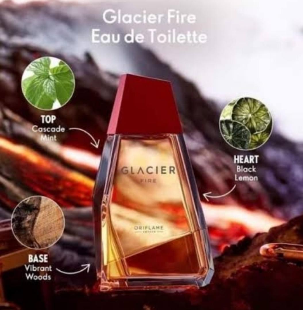 ORIFLAME GLACIER PERFUME FOR MEN.Glacier Fire Eau de Toilette is a refreshing, aromatic woody fragrance inspired by the moment when hot lava meets cool ice.
Top: Cascade Mint
Heart: Black Lemon
Base: