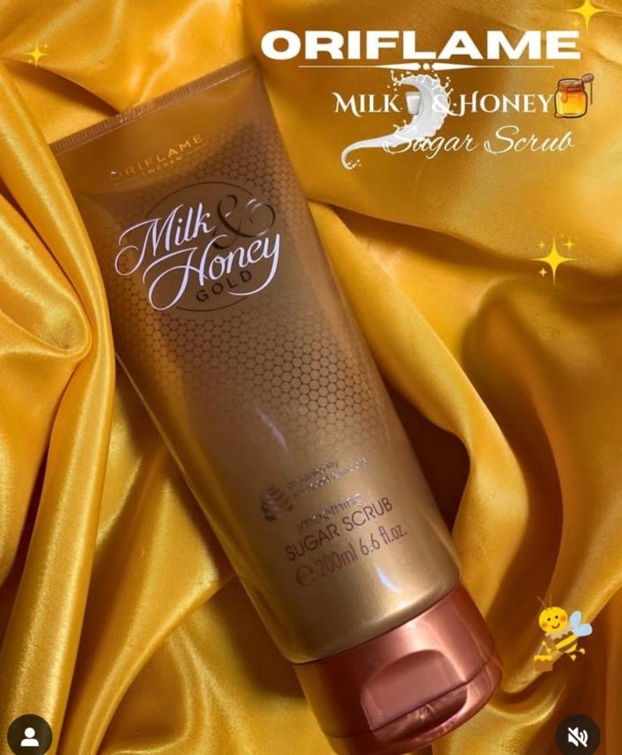 ORIFLAME MILK & HONEY GOLD SMOOTHING SUGAR SCRUB FOR THE WHOLE BODY,REMOVING ALL CLOGGED DIRT ACCUMULATION FROM THE BODY LEAVING IT FRESH,SMOOTH AND FLOWLESS.