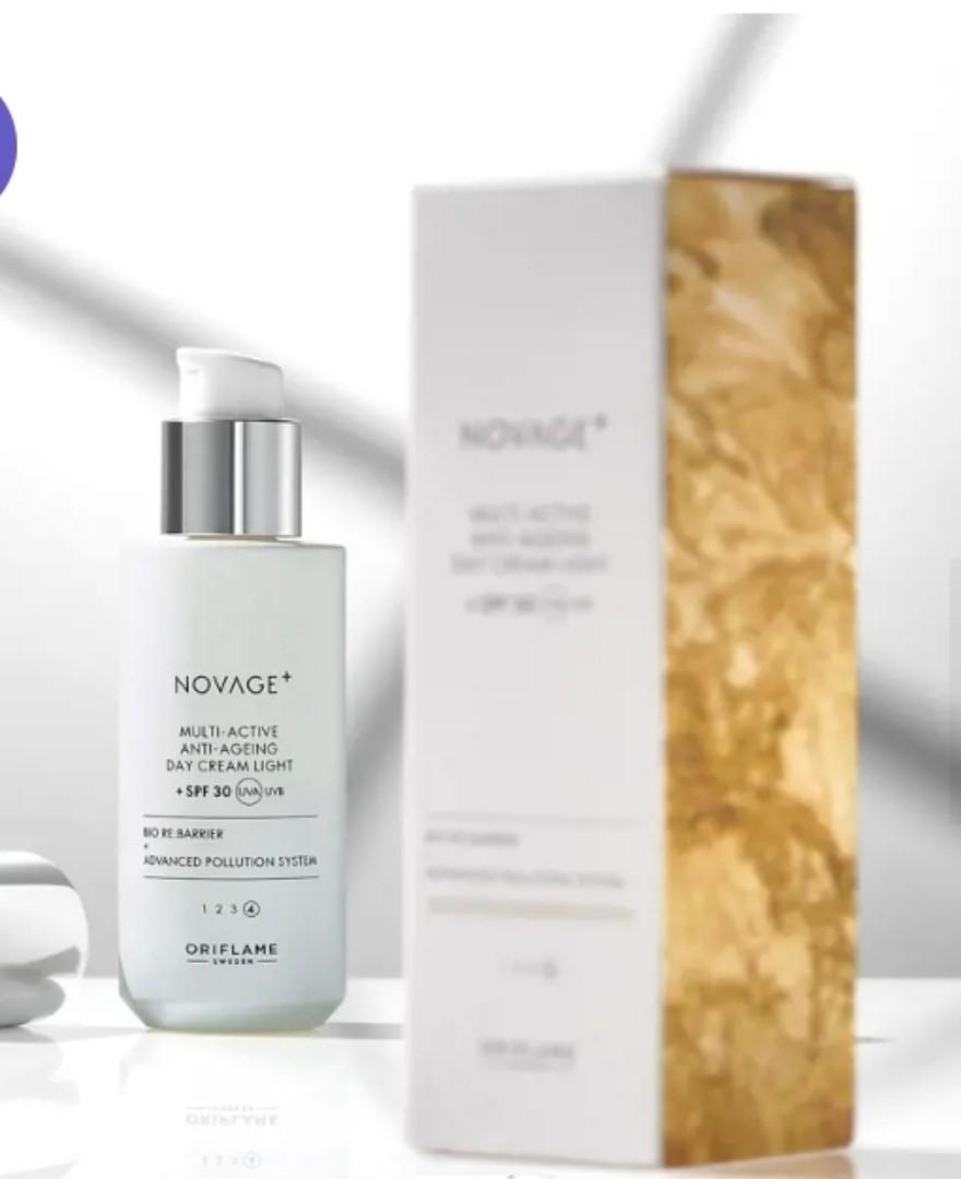 ORIFLAME NOVAGE DAY SPF30 MULTI ACTIVE ANTI-AGEING BRIGHT INTENSE WITH SPF30Novage+ Multi-Active Anti-Ageing Day Cream Light SPF 30 intensely hydrates, strengthens and protects the skin barrier to fig