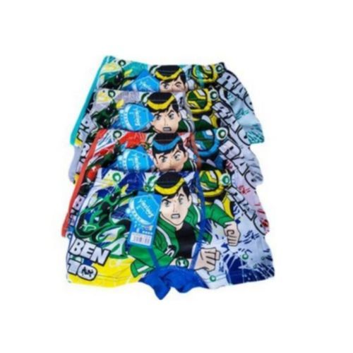 3 Pcs Cartoon Striped Boys Cotton Boxers 2-14 Yrs. Kids Boxers. Sizes: S, M, L, XL. (Ben 10 Printed)